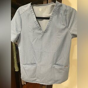 Figs Denim Scrub Top S